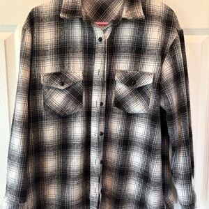 Black and White Plaid Button-Up Shirt